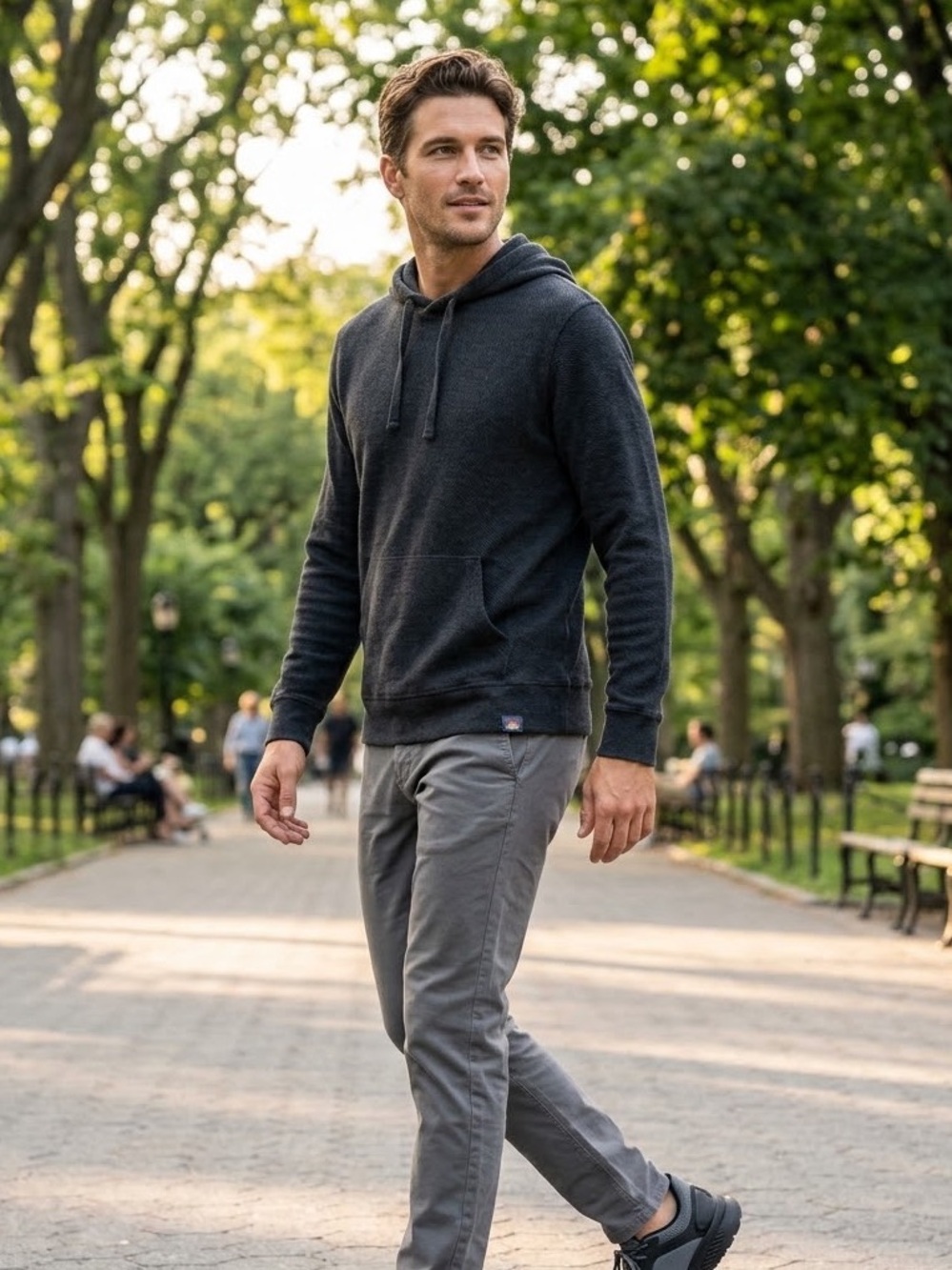 Faherty Black Hooded Cotton Blend Hoodie.